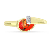 Inel din Argint 925 Placat cu Aur ( 3.27 grame ) cu Turcoaz Mohave și Topaz Alb 0.98 Carate
