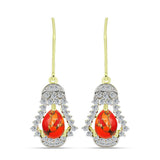 Cercei din Argint 925 Placat cu Aur ( 3.21 grame ) cu Turcoaz Mohave și Topaz Alb 2.8 Carate