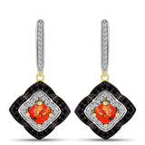 Cercei din Argint 925 Placat cu Aur ( 5.27 grame ) cu Turcoaz Mohave și Spinel Negru 2.09 Carate
