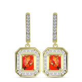 Cercei din Argint 925 Placat cu Aur ( 5.61 grame ) cu Turcoaz Mohave și Topaz Alb 4.47 Carate