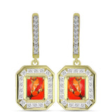 Cercei din Argint 925 Placat cu Aur ( 5.61 grame ) cu Turcoaz Mohave și Topaz Alb 4.47 Carate