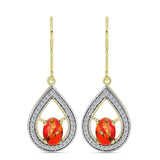 Cercei din Argint 925 Placat cu Aur ( 3.63 grame ) cu Turcoaz Mohave și Topaz Alb 1.89 Carate