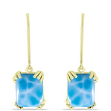 Cercei din Argint 925 Placat cu Aur ( 2.13 grame ) cu Larimar(Piatra delfinului) 7 Carate