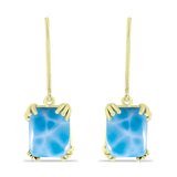 Cercei din Argint 925 Placat cu Aur ( 2.13 grame ) cu Larimar(Piatra delfinului) 7 Carate