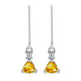 Cercei din Argint 925 ( 1.5 grame ) cu Citrin Rio Golden și Topaz Alb 0.87 Carate