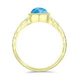 Inel din Argint 925 Placat cu Aur ( 3.04 grame ) cu Larimar(Piatra delfinului) 1.52 Carate