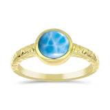 Inel din Argint 925 Placat cu Aur ( 3.04 grame ) cu Larimar(Piatra delfinului) 1.52 Carate