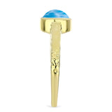 Inel din Argint 925 Placat cu Aur ( 3.04 grame ) cu Larimar(Piatra delfinului) 1.52 Carate
