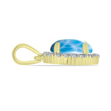 Pandantiv din Argint 925 Placat cu Aur ( 1.28 grame ) cu Larimar(Piatra delfinului) și Topaz Alb 2.3 Carate