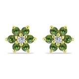 Cercei din Argint 925 Placat cu Aur ( 1.44 grame ) cu Safir verde și Topaz Alb 0.56 Carate