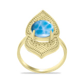 Inel din Argint 925 Placat cu Aur ( 5.88 grame ) cu Larimar(Piatra delfinului) 3.82 Carate