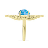 Inel din Argint 925 Placat cu Aur ( 5.88 grame ) cu Larimar(Piatra delfinului) 3.82 Carate