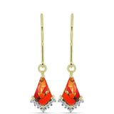 Cercei din Argint 925 Placat cu Aur ( 2.21 grame ) cu Turcoaz Mohave și Topaz Alb 1.59 Carate