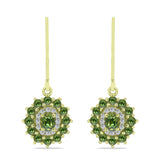 Cercei din Argint 925 Placat cu Aur ( 2.98 grame ) cu Safir verde și Topaz Alb 1.74 Carate