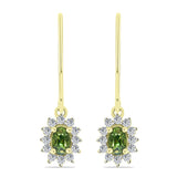 Cercei din Argint 925 Placat cu Aur ( 1.71 grame ) cu Safir verde și Topaz Alb 1.06 Carate