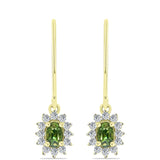 Cercei din Argint 925 Placat cu Aur ( 1.71 grame ) cu Safir verde și Topaz Alb 1.06 Carate