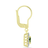 Cercei din Argint 925 Placat cu Aur ( 1.71 grame ) cu Safir verde și Topaz Alb 1.06 Carate