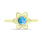 Inel din Argint 925 Placat cu Aur ( 1.84 grame ) cu Larimar(Piatra delfinului) 0.58 Carate