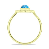 Inel din Argint 925 Placat cu Aur ( 1.84 grame ) cu Larimar(Piatra delfinului) 0.58 Carate