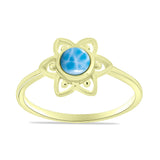 Inel din Argint 925 Placat cu Aur ( 1.84 grame ) cu Larimar(Piatra delfinului) 0.58 Carate