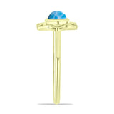 Inel din Argint 925 Placat cu Aur ( 1.84 grame ) cu Larimar(Piatra delfinului) 0.58 Carate