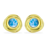 Cercei din Argint 925 Placat cu Aur ( 2.98 grame ) cu Larimar(Piatra delfinului) 1.15 Carate