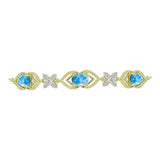 Brățară din Argint 925 Placat cu Aur ( 5.83 grame ) cu Larimar(Piatra delfinului) și Topaz Alb 4.13 Carate