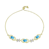 Brățară din Argint 925 Placat cu Aur ( 5.83 grame ) cu Larimar(Piatra delfinului) și Topaz Alb 4.13 Carate