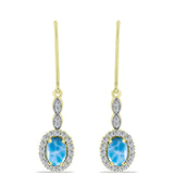 Cercei din Argint 925 Placat cu Aur ( 2.91 grame ) cu Larimar(Piatra delfinului) și Topaz Alb 2.57 Carate