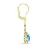 Cercei din Argint 925 Placat cu Aur ( 2.91 grame ) cu Larimar(Piatra delfinului) și Topaz Alb 2.57 Carate