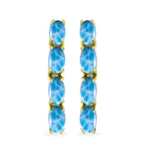 Cercei din Argint 925 Placat cu Aur ( 3.05 grame ) cu Larimar(Piatra delfinului) 2.26 Carate