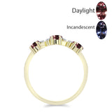 Inel din Argint 925 Placat cu Aur ( 1.64 grame ) cu Granat Bekily care își schimbă culoarea și Topaz Alb 0.59 Carate
