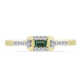 Inel din Argint 925 Placat cu Aur ( 2.26 grame ) cu Safir verde și Topaz Alb 0.24 Carate