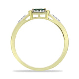 Inel din Argint 925 Placat cu Aur ( 2.26 grame ) cu Safir verde și Topaz Alb 0.24 Carate
