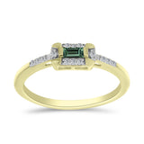 Inel din Argint 925 Placat cu Aur ( 2.26 grame ) cu Safir verde și Topaz Alb 0.24 Carate