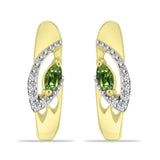 Cercei din Argint 925 Placat cu Aur ( 3.42 grame ) cu Safir verde și Topaz Alb 0.29 Carate