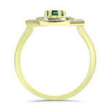 Inel din Argint 925 Placat cu Aur ( 2.85 grame ) cu Turmalină Verde și Topaz Alb 0.76 Carate