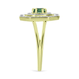 Inel din Argint 925 Placat cu Aur ( 2.85 grame ) cu Turmalină Verde și Topaz Alb 0.76 Carate
