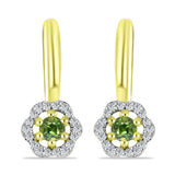 Cercei din Argint 925 Placat cu Aur ( 2.98 grame ) cu Safir verde și Topaz Alb 0.5 Carate