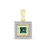 Pandantiv din Argint 925 Placat cu Aur ( 1.31 grame ) cu Turmalină Verde și Topaz Alb 0.63 Carate