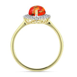 Inel din Argint 925 Placat cu Aur ( 2.25 grame ) cu Turcoaz Mohave și Topaz Alb 1.63 Carate