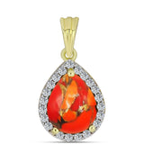 Pandantiv din Argint 925 Placat cu Aur ( 1.18 grame ) cu Turcoaz Mohave și Topaz Alb 2.04 Carate