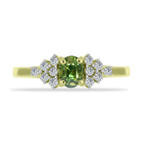 Inel din Argint 925 Placat cu Aur ( 1.77 grame ) cu Safir verde și Topaz Alb 0.78 Carate