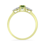 Inel din Argint 925 Placat cu Aur ( 1.77 grame ) cu Safir verde și Topaz Alb 0.78 Carate