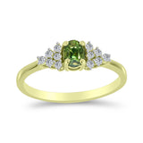 Inel din Argint 925 Placat cu Aur ( 1.77 grame ) cu Safir verde și Topaz Alb 0.78 Carate