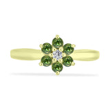Inel din Argint 925 Placat cu Aur ( 2.15 grame ) cu Safir verde și Topaz Alb 0.56 Carate