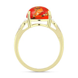 Inel din Argint 925 Placat cu Aur ( 2.77 grame ) cu Turcoaz Mohave și Topaz Alb 3.91 Carate