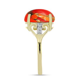Inel din Argint 925 Placat cu Aur ( 2.77 grame ) cu Turcoaz Mohave și Topaz Alb 3.91 Carate