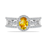 Inel din Argint 925 ( 3.53 grame ) cu Citrin Rio Golden și Topaz Alb 1.28 Carate