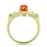 Inel din Argint 925 Placat cu Aur ( 5.87 grame ) cu Turcoaz Mohave și Granat Barton 1.51 Carate
